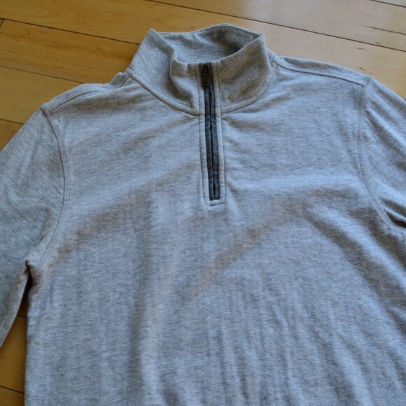 Faherty Gray 1/4 Zip Mock Neck Casual Golf Pullover Sweater Sweatshirt Men's S - Picture 2 of 8